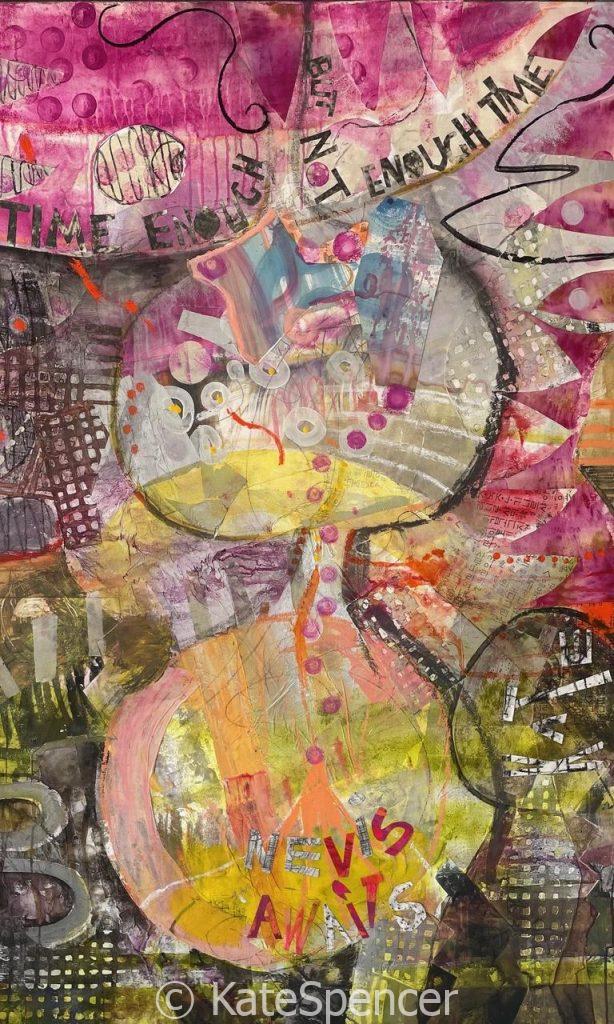 TIME ENOUGH BUT NOT ENOUGH TIME MIXED MEDIA COLLAGE 165X110CM